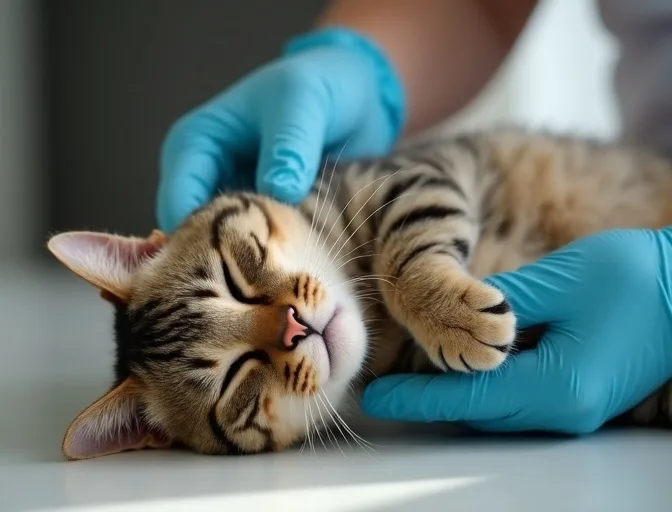 Specialist carefully handling a deceased cat with dignity in Maddingley
