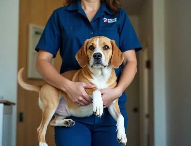 Technician respectfully transporting a deceased dog in Maddingley
